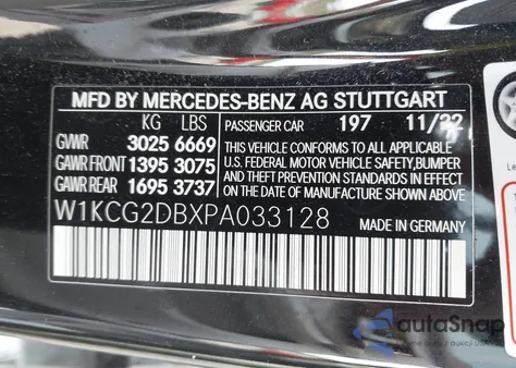 2023 Mercedes-Benz Eqs 450+ z USA, uszkodzony, nr VIN W1KCG2DBXPA033128